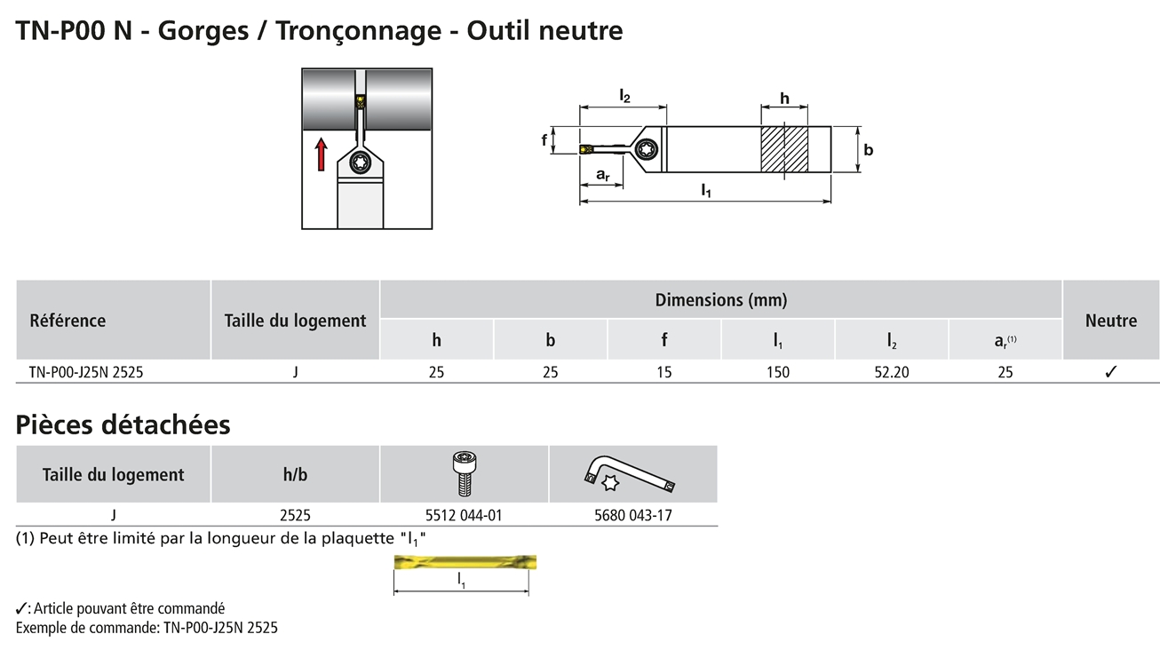 Porte-outils à gorge TN-P00 N