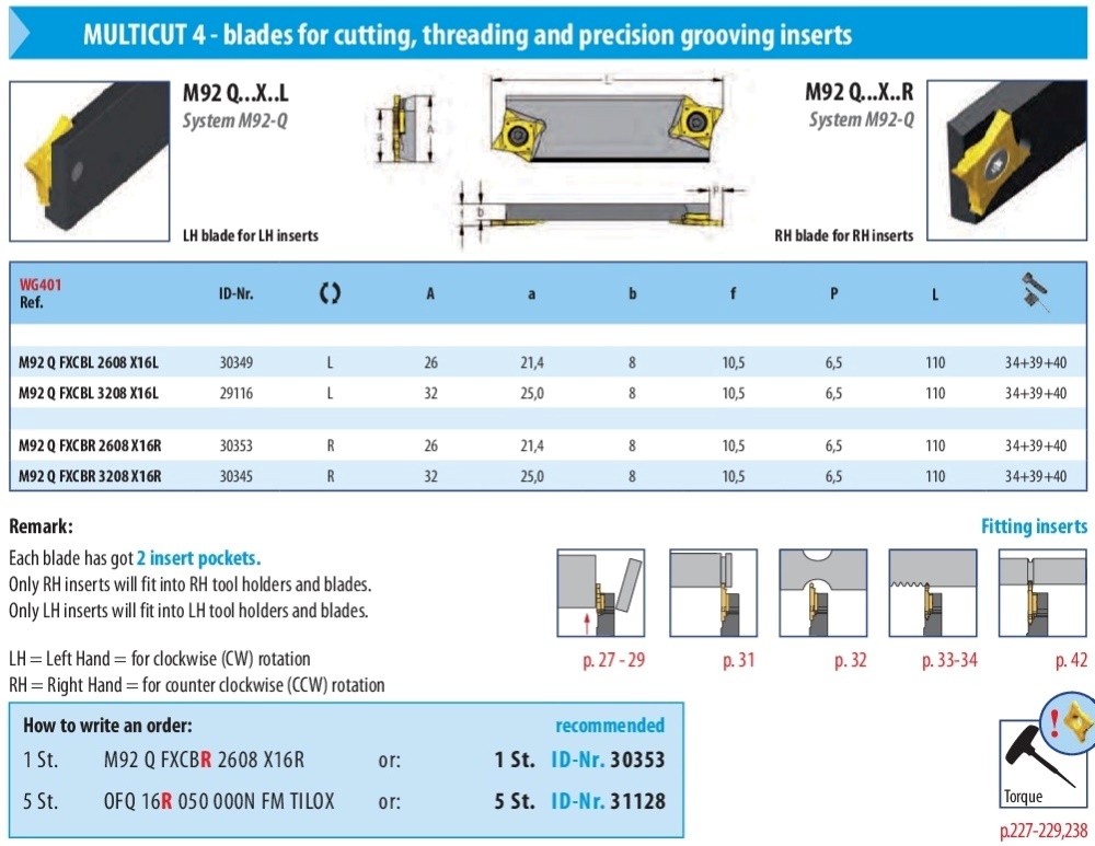 Porte-outils à gorges extérieures lames